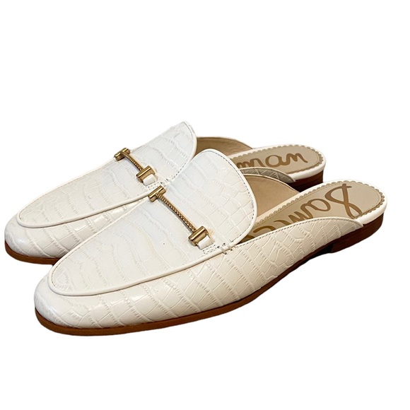 Sam Edelman Shoes - NWT Sam Edelman Laura White Ivory Crocodile Leather Loafer Mules